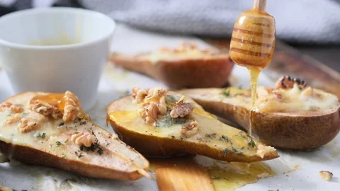 Baked Pears With Honey Stock Footage 244712538