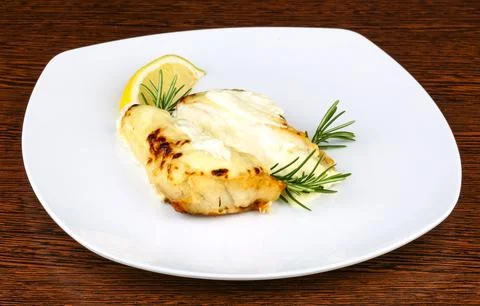 Baked perch fillet Stock Photos