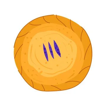 Baked pie top view on white background Ilustração Stock