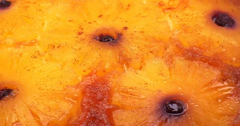 Baked pineapple pie on a turntable in C4K resolution Stock-Footage 95708544