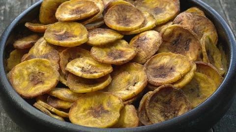 Baked plantain chips. Stock Footage 277274895