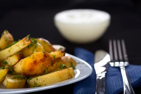 Baked potatoes Foto stock