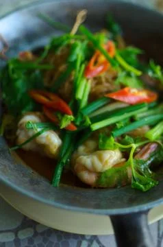 Baked prawns Stock Photos