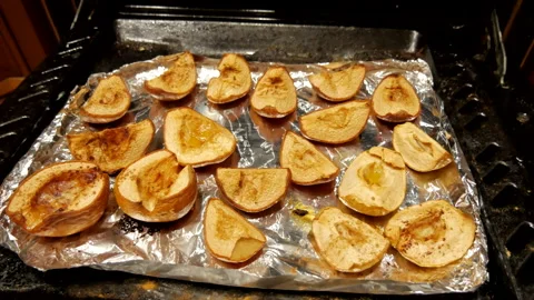 Baked quince on a baking sheet Stock-Footage 152832645