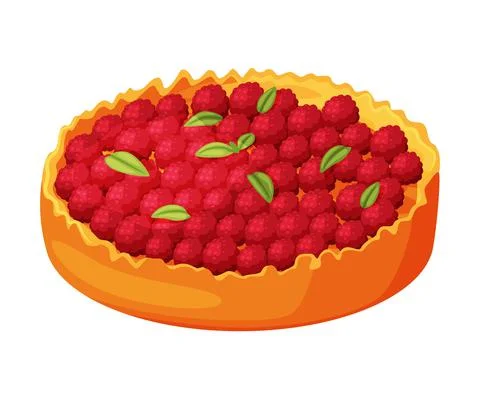 Baked Raspberry Pie Made from Pastry Dough with Sweet Fruit Filling Vector イラスト素材