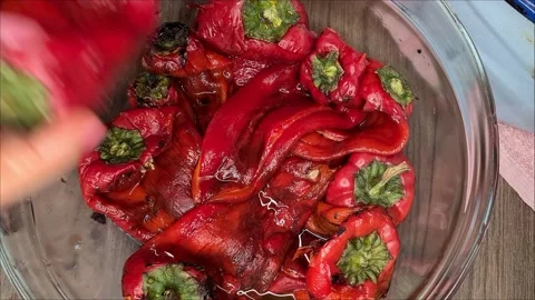 Baked red pepper Video stock 166794133