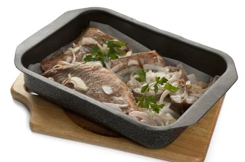 Baked rosefish Stock Photos