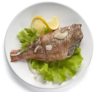 Baked rosefish Stock Photos
