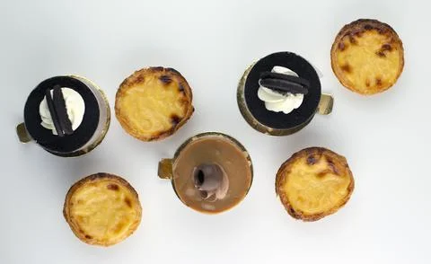 Baked round sweets top view on white background Stock Photos