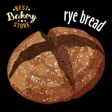 Baked rye bread vector. Baked bread product. Illustrazione stock