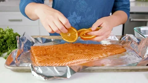 Baked Salmon Stock Footage 219242220