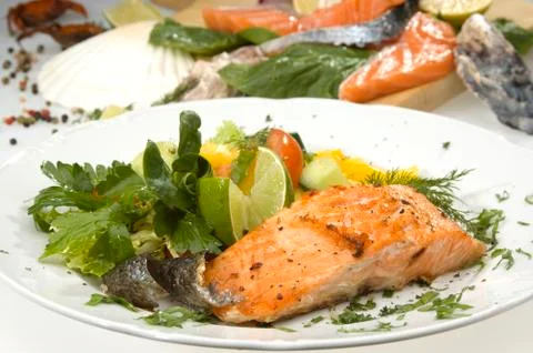 Baked salmon Stock Photos