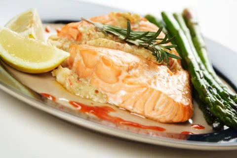 Baked salmon Stock Photos