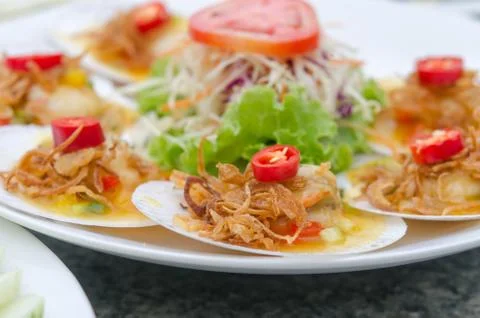 Baked scallops Foto stock