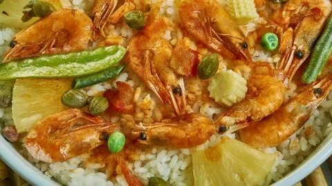 Baked Spanish risotto Stockfoto's
