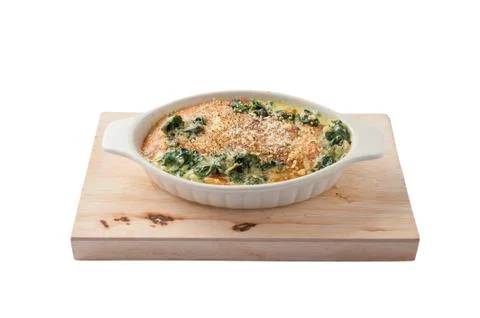 Baked spinach with chesse Stock Photos