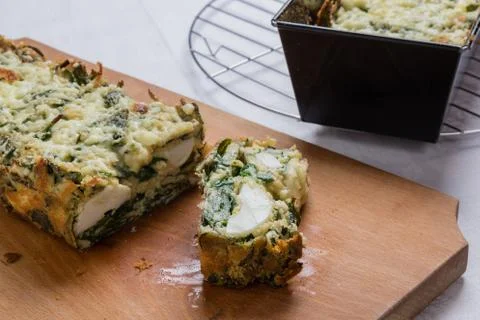 Baked spinach souffle Stock Photos