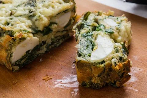 Baked spinach souffle Stock Photos
