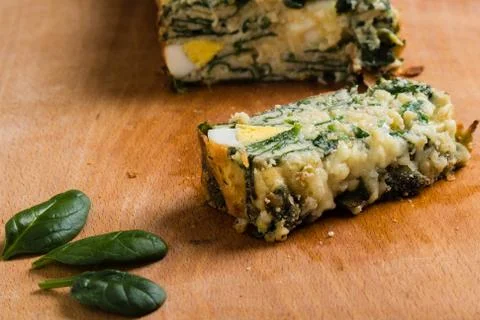 Baked spinach souffle Stock Photos