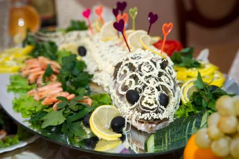 Baked sturgeon Stock Photos