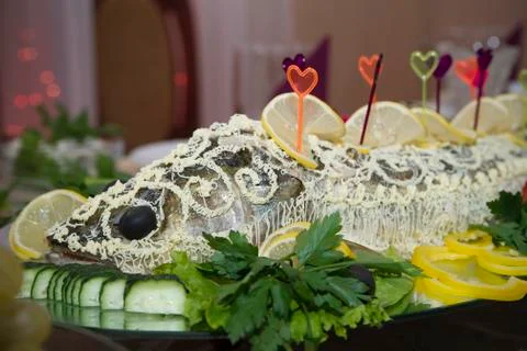 Baked sturgeon Stock Photos