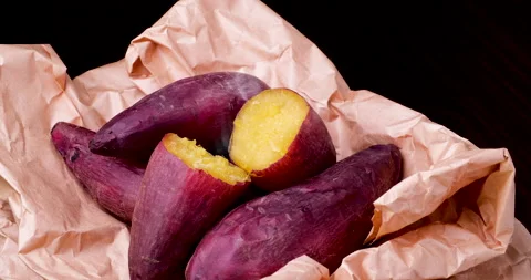 Baked sweet potato. Stock Footage 141746071