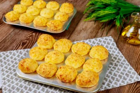 Baked tasty cheese bread called chipa. Stock Photos