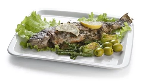 Baked trout Foto stock