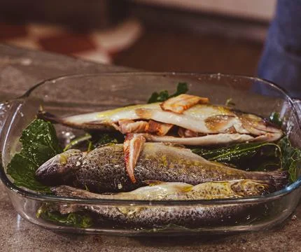 Baked trout Stock Photos