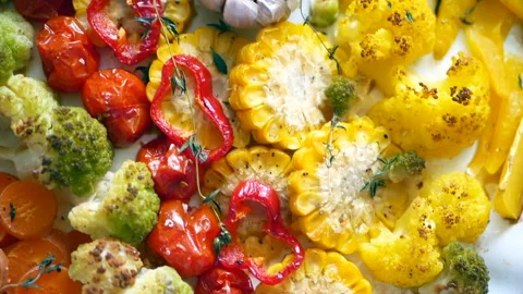 Baked vegetables Vídeo Stock 163925807