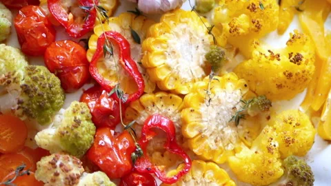 Baked vegetables Stock Footage 163925980