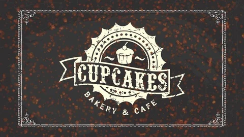 Bakehouse and cafe with wavy circle and cake cartoon with cherry on top Stock Footage 129272223