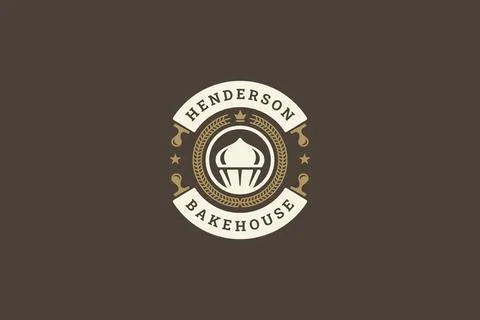 Bakehouse circle retro logo design template for bakery store vector flat illu Stock Illustration