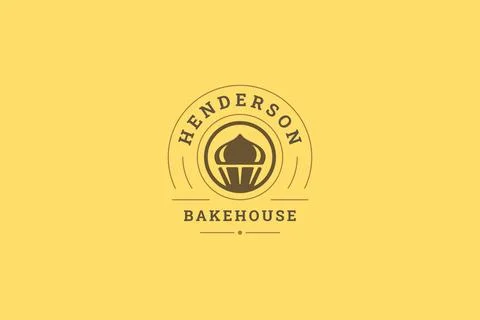 Bakehouse retro circle logo design template fresh baked cupcake bread vecto.. Stock Illustration