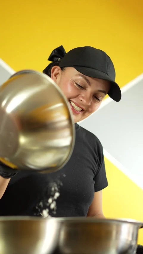 Baker Adding Ingredients for Bread and Pastries Stock Footage 285641974