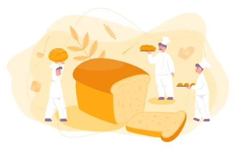 Baker and bakery concept. Chef in the uniform baking bread. Stock Illustration