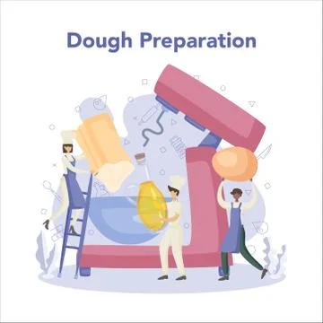 Baker and bakery concept. Chef in the uniform baking bread. 스톡 일러스트