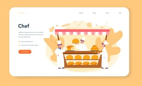Baker and bakery web banner or landing page. Chef in the uniform Illustrazione stock
