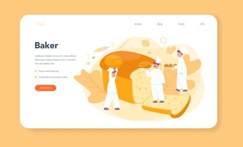 Baker and bakery web banner or landing page. Chef in the uniform Illustrazione stock