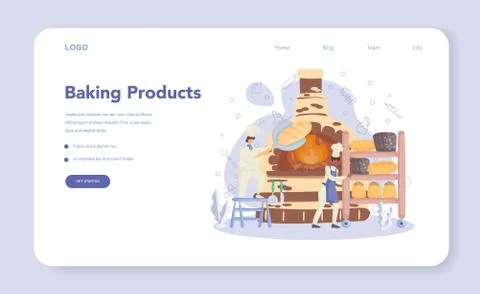 Baker and bakery web banner or landing page. Chef in the uniform Illustrazione stock