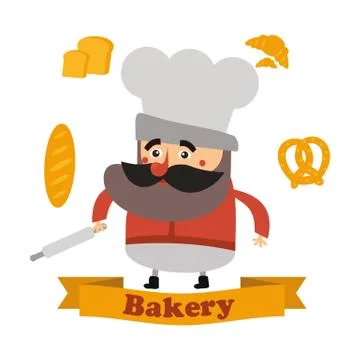 Baker and cake in vector format Stock Illustration