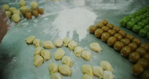 Baker Assembling Moon Cake Ingredients in Miri, East Malaysia Stock Footage 148689413