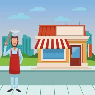 Baker bakery cartoon Stock Illustration