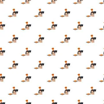 Baker baking bread loaf seamless pattern Иллюстрация