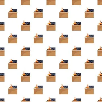 Baker baking bread in oven seamless pattern design Иллюстрация