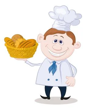 Baker with a basket of bread Stock Illustration