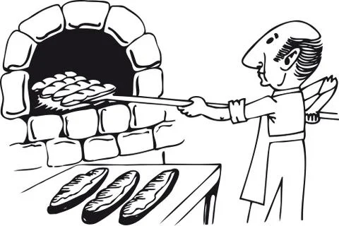 Baker with breads, Retro Vector Illustration Stock Illustration