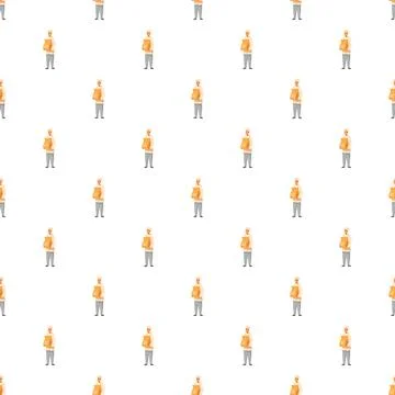 Baker character holding bread bag seamless pattern Stock Illustration
