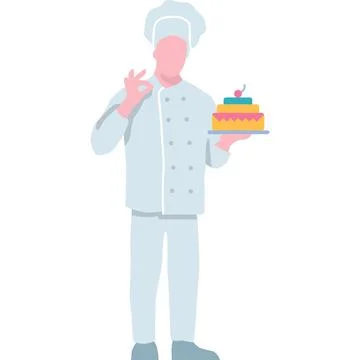 Baker chef with cake gesturing ok vector icon Stock Illustration