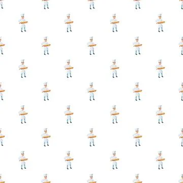 Baker chef cartoon character repeated pattern background Illustrazione stock